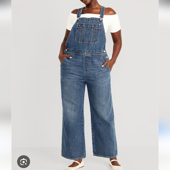 Blue Denim Overalls Wide Leg - Picture 3 of 4